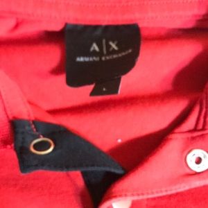 Red armani exchange “polo” style button up